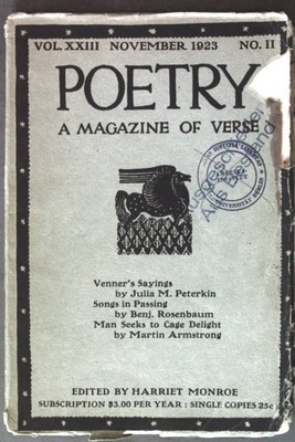 The Editor in France; in: Vol. XXIII No. 2 Poetry - A Magazine of Verse; H. M.:
