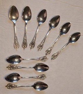 Set Of 10 Monticello LUNT .925 sterling silver Spoons 5 3/8" 148g Not Scrap