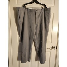 Oak Hill Premium Pants Mens 48x28 Gray Pleated Relaxed Straight Chino