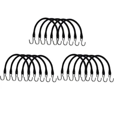 Set of (15) 15" Inch Heavy Duty Natural Rubber Bungee Cords with S Hooks