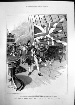 Alte Welt ging sehr gut dann Besant Boot Schiff Flaggen raue See 1886 viktorianisch