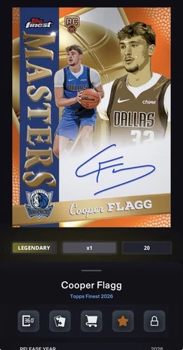 Cooper Flagg – 2026 Topps Finest Orange Masters Signatures LEGENDARY /25 Digital