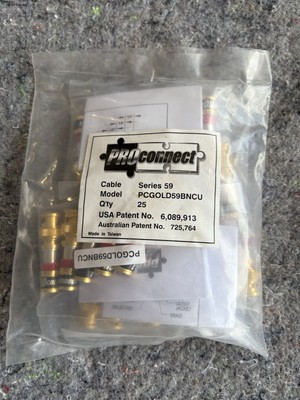 Rg 59 BNC Compression Fitting 25 Count Pcgold59bncu