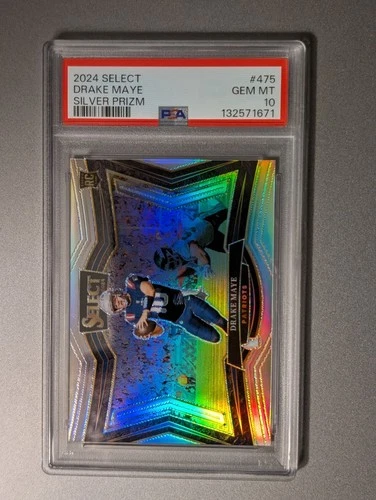 2024 Panini Select Field Level Drake Maye #475 Silver Prizm RC PSA 10 GEM MINT