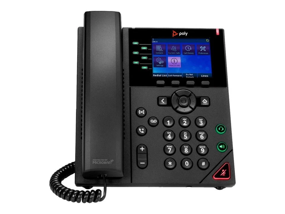 HP Poly VVX 350 IP Phone and PoE enabled, Corded Desktop Wall Mountable Phone, - Image 4 of 4