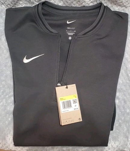 NUEVO NUEVO CON ETIQUETAS Nike Hombre Pequeño Dri-FIT 1/4 Cremallera Pullover Top Gris Negro FJ9549-060 $85 - Imagen 1 de 5