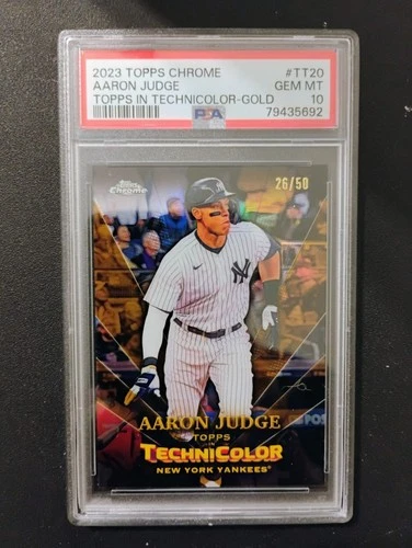 2023 Topps Chrome Topps in Technicolor Aaron Judge Gold Refractor /50 PSA 10🔥🔥