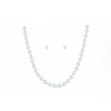 The Skyline Collection Classic Ivory Faux Pearl Necklace and Earring Set