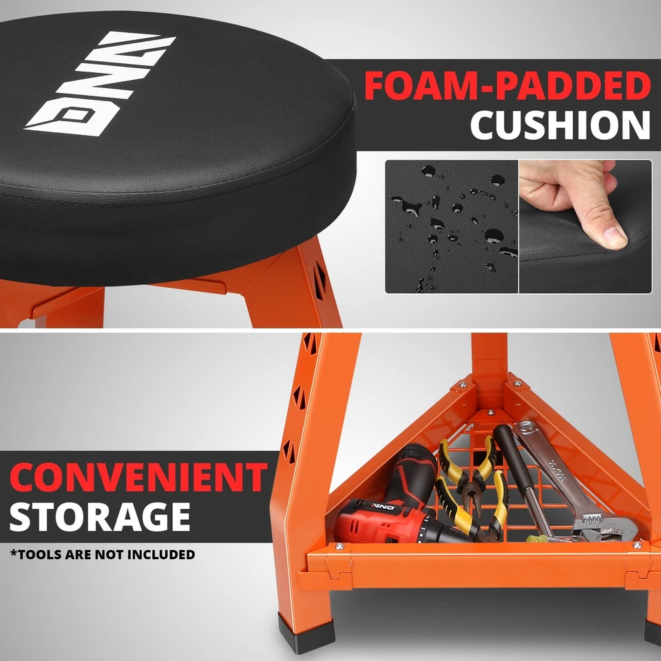 Heavy Duty Metal Steel Mechanics Garage Work Shop Stool Chair Rotate Seat Red - Image 3 of 4