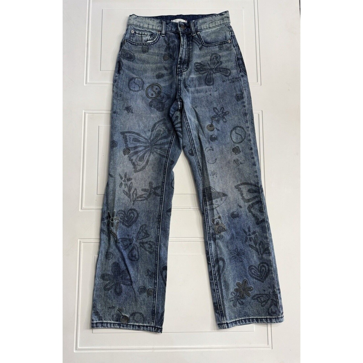 BDG Urban Outfitters Womens Graffiti Straight Leg Jeans Cowboy Size 26