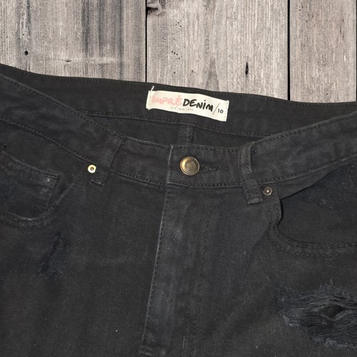 Supré Women's Black Denim Shorts 10 - Picture 2 of 4