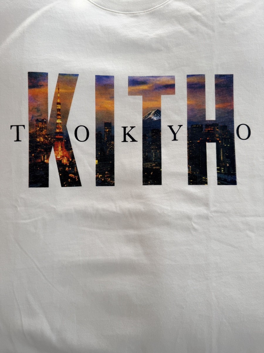 Kith TOKYO SKYKLINE Logo Tee White Size L Brand New | eBay