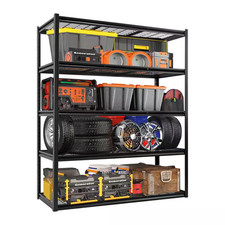 5-Tiers Heavy Duty Steel Adjustable Garage Storage Shelving Unit in Black 60 In
