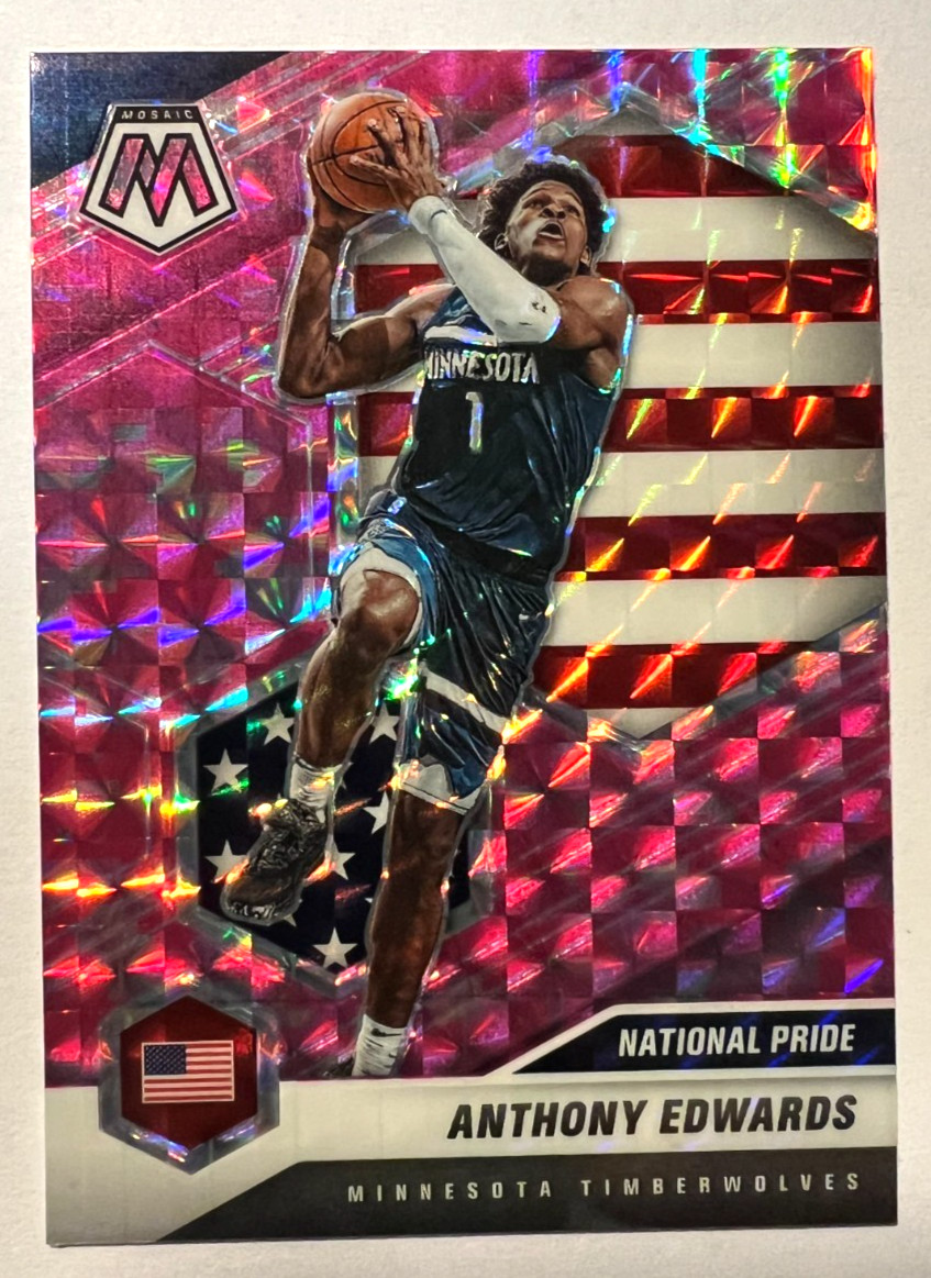 2020 Anthony Edwards  Panini Mosaic - National Pride Pink Camo Prizm #252  (RC)
