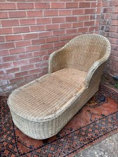Rare vintage Wicker rattan Sun Lounger / day bed mahogany frame, art deco style