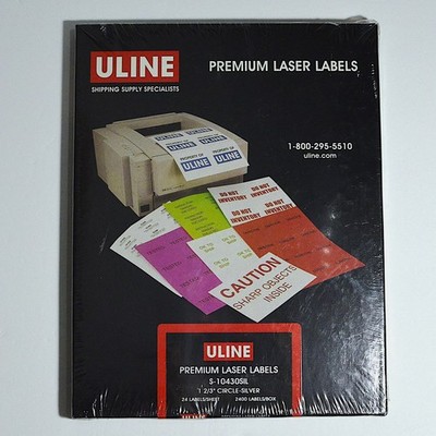 Silver Laser Labels 1-2/3'' Circle 2400 Count ULINE Premium S-10430SIL Sealed