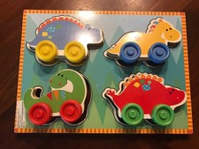 Wooden Dinosaur Puzzle With Rolling Pieces