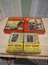 Lote de 4 rompecabezas de imágenes vintage - sello de oro (2) + peso pesado (2) - 250-500 piezas