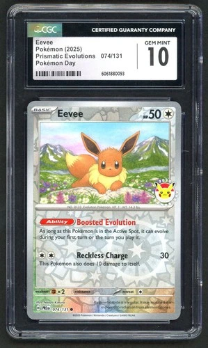 Pokemon Cards - CGC 10 Eevee 074/131 - Prismatic Evolutions Pokemon Day - GEM