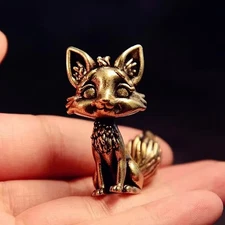 Brass Noble Kitten Cat Figurine Small Animal Statue Table Home Decoration Toy