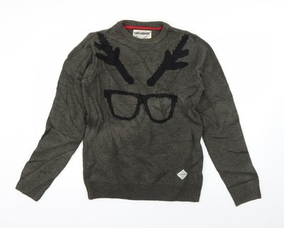 Threadbare Herren grüner Rundhals Acryl Pullover Pulli Größe S - Hipster