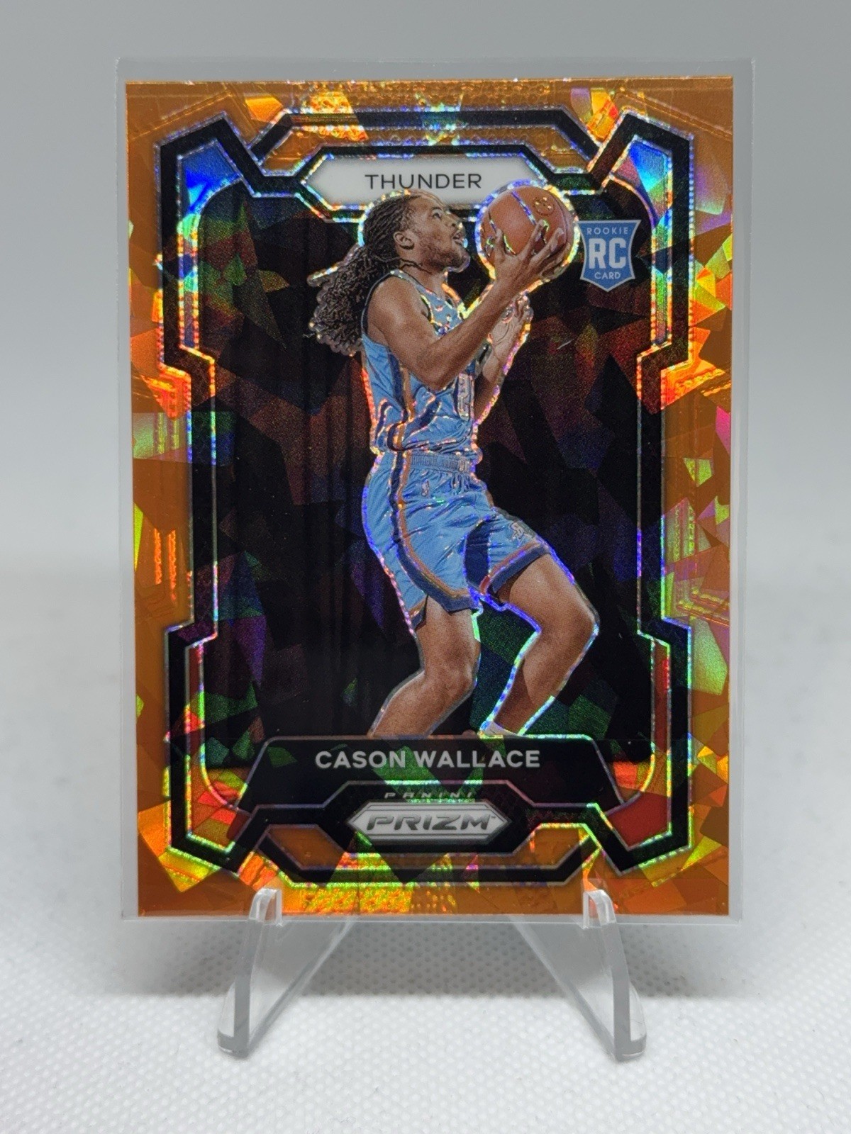 2023-24 Panini Prizm Cason Wallace RC Prizm Orange Ice #139 Thunder