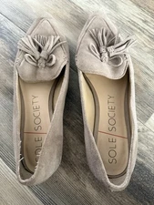 Sole Society Women's Tan Grey-ish Suede Flats Size 9M