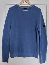 Rhone Walden Waffle Knit Mens Sweater Wool Cashmere Blend medium Blue Crewneck