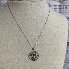 BOMA Sterling Silver Marcasite Pendant Box Chain 18" Necklace- 5.49g