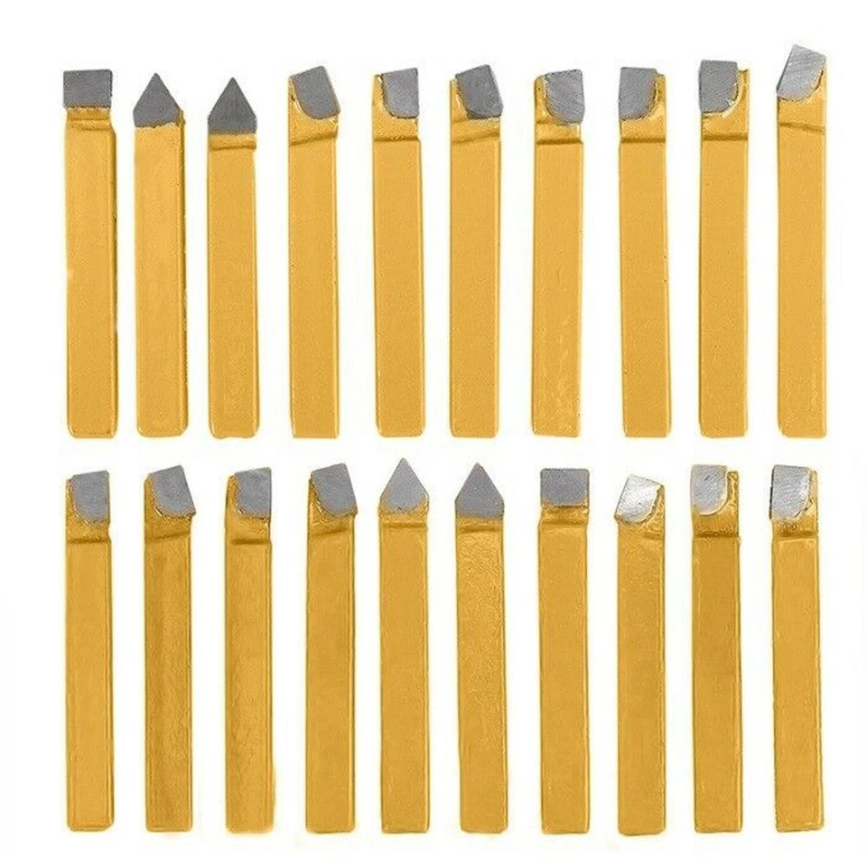 20pcs/Set 1/4 Metal Lathe Tooling Carbide Tip Tipped Cutter Tool Bit Cutting - Image 3 of 4