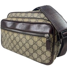 GUCCI Supreme Camera Bag Crossbody Beige Brown PVC Leather Authentic From Japan