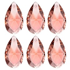 6 Pack K9 Crystal Pendants Teardrop Bead 38mm Chandelier, Light Red