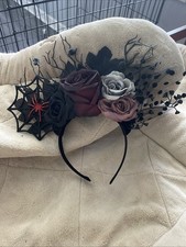 Halloween Withered roses Floral Headband Decorated With Slider/ Web Gothic