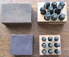 (2) Vintage Steel Number Punch Stamp Sets (0-8) 5/16" & 1/4" w/Wooden Boxes