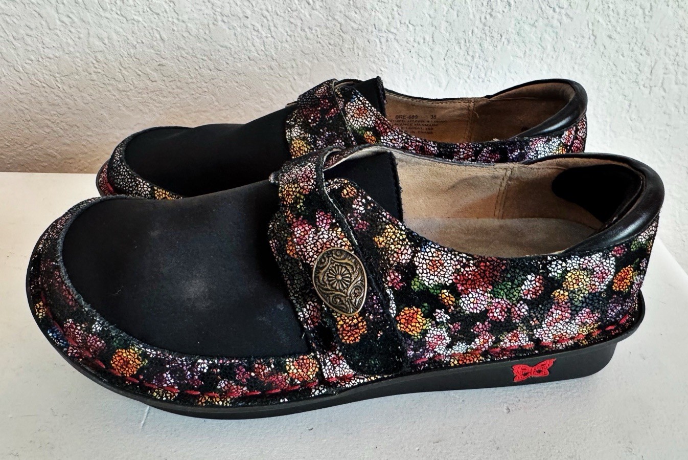 Alegria Brenna Garland Professional Nurse Flower Leather Loafers Sz 38 8 8.5 image 2