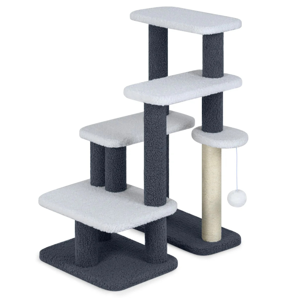 Arbre pour chats accès facile 4 plateformes pour chaton et chat senior en bois