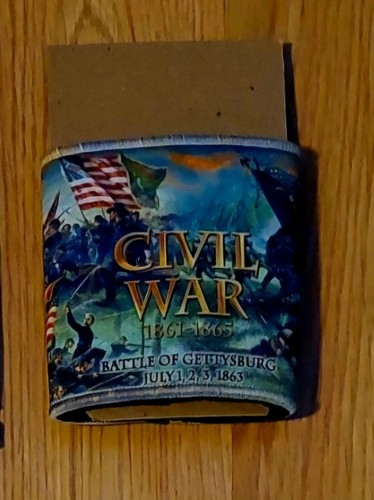 Rare Unique Civil War Gettysburg 360 Design Neoprene Stitched Can Sleeve Cooler