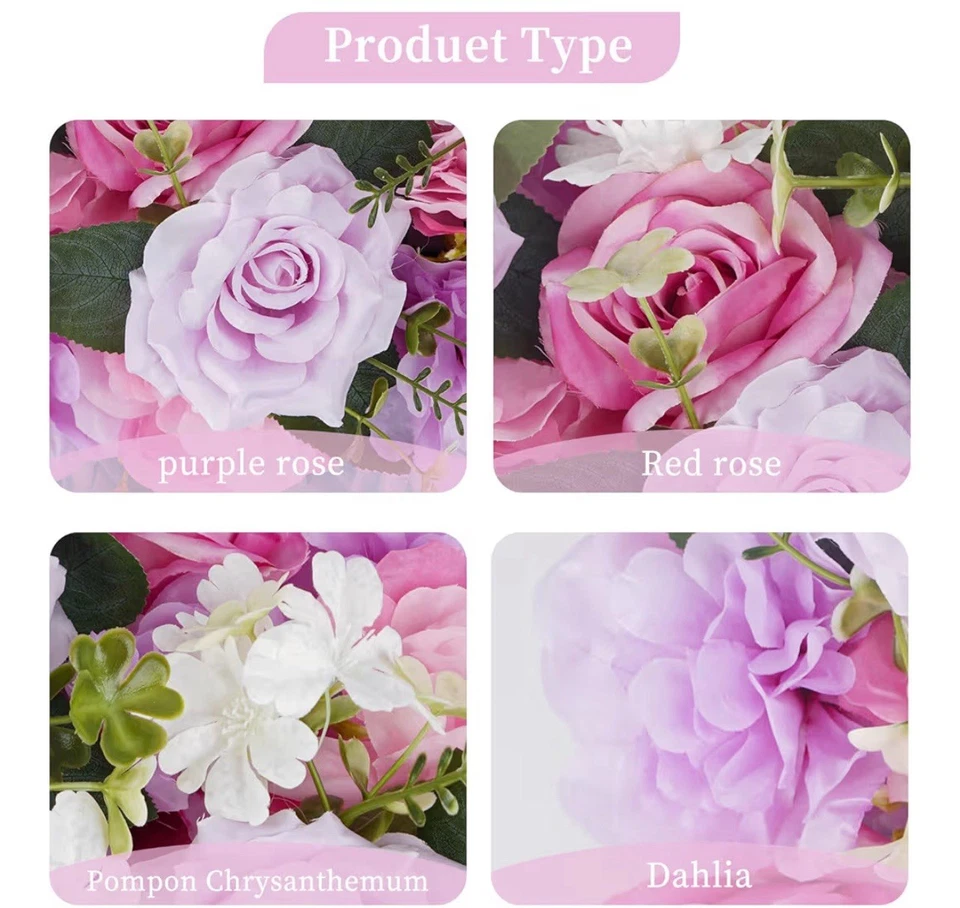 Flower Centerpieces 10 Pack Wedding Artificial Flowers Purple&Pink Arrangements - Image 4 of 4
