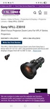  Sony VPLLZ3010 1.01 to 1.39:1 Projection Lens VPLL-Z3010 X5609