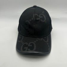 Gucci Cap BlackJumbo GG Monogram Canvas Baseball Hat Adjustable FAST SHIP