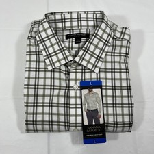 Banana Republic Dress Shirt, Slim Fit, Non Iron, Men Large 17.5 X 36, Green, NEW