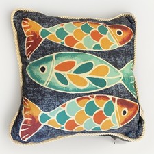 Allen & Roth Graphic Print Colorful Fish Square Throw Pillow Indoor/Outdoor