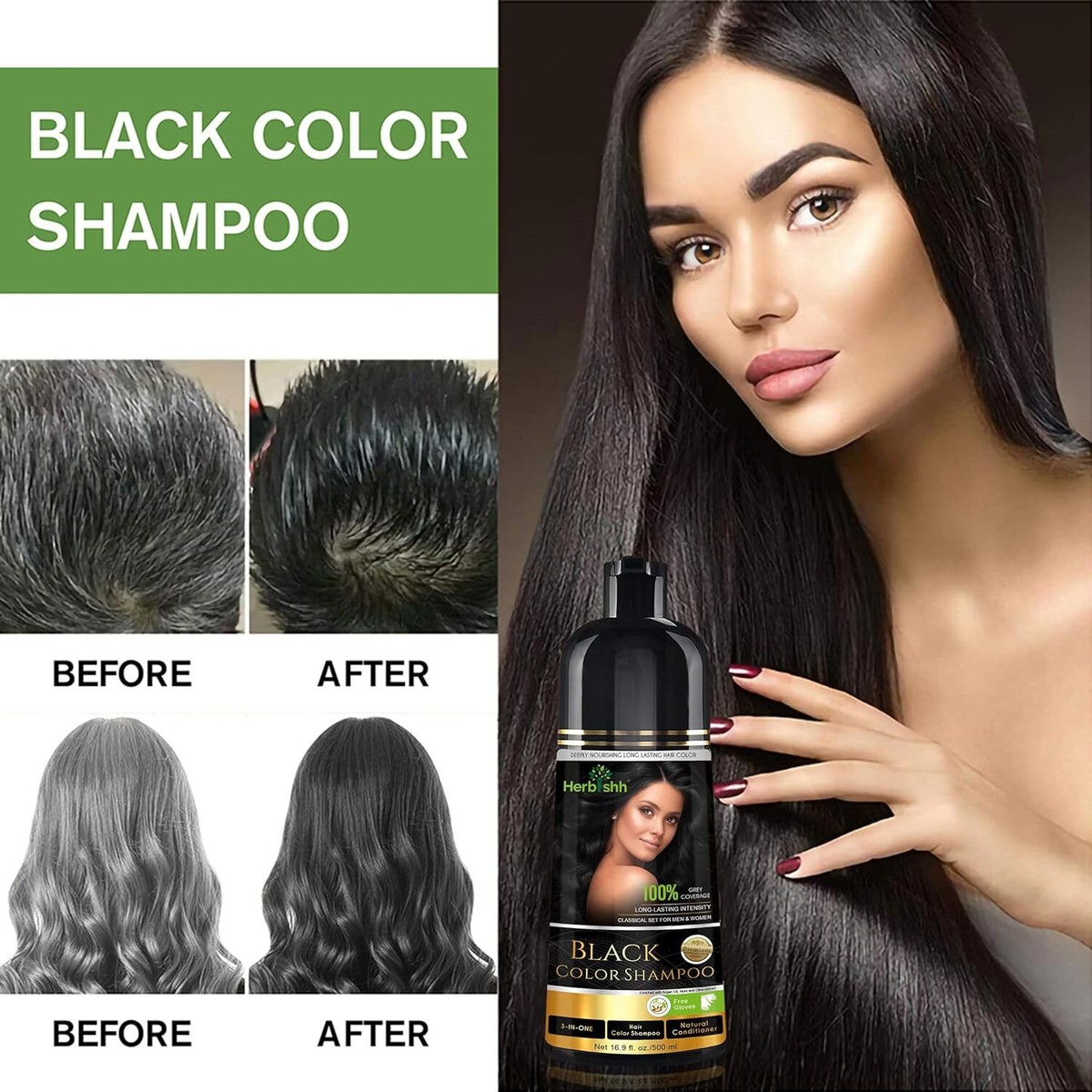 Herbishh Hair Color Shampoo for Gray Hair – Hair Dye Shampoo–Colors Hair in | eBay UK