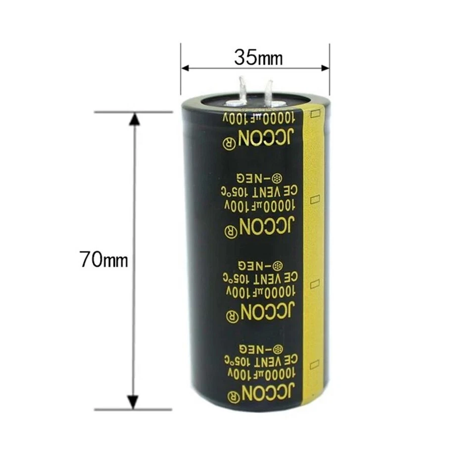 2pcs JCCON 100v/1uf Black Gold Audio Amplifier Filter Capacitor 35x70mm - Image 4 of 4
