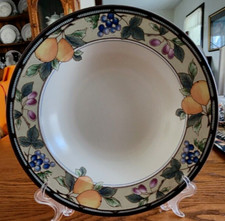 Garden Harvest Soup Bowl s 9.25" Rimmed Mikasa Intaglio Stoneware White Green 