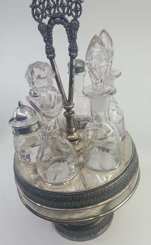 Antique Wilcox Silver Plated Etched Cruet Set 3524 PAT Pend 7pcs - Picture 2 of 12