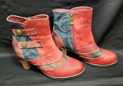 Women's Laura Vita Alizee Leather Ankle Heel Boots Size 35 EUR 5 US