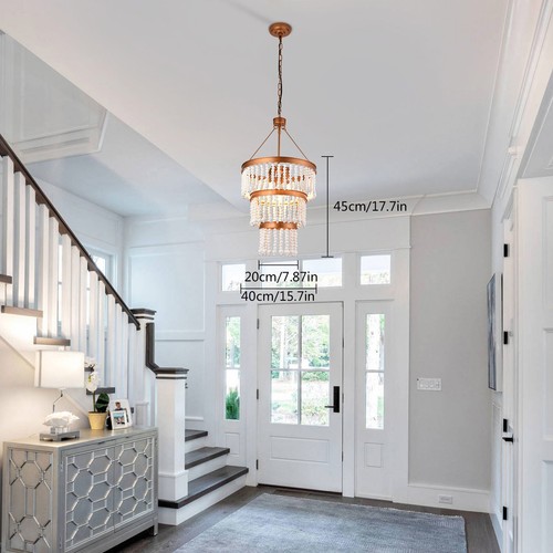 Bohemia Style Wood Beaded Chandelier 5 Light Pendant Lamp Ceiling Light Fixture - Picture 3 of 24