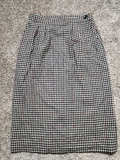 Vintage Miss Pendleton Wool Skirt Gray Cream Houndstooth Lined Size 10