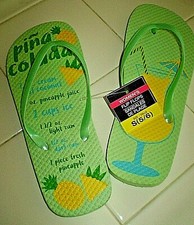 SUMMERTIME Womens Casual Flat Flip Flops SZ 5-6 Green Pina Colada COOL BEACH YA
